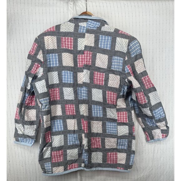 Vtg Harris Wallace Womens Jacket Sz L Patchwork Cotton Multicolor Checker Design - Picture 5 of 10